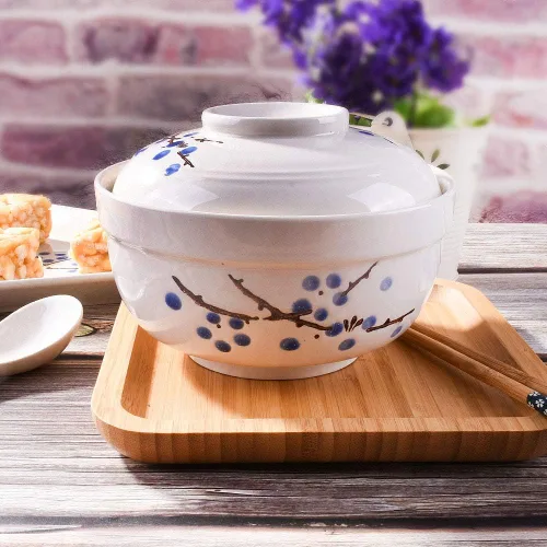 Vista 3 de Tazones de ramen con tapa, estilo japonés, de 27.5 onzas, tazón grande de fideos instantáneos para sopa, arroz y gachas de avena, microondas, horno