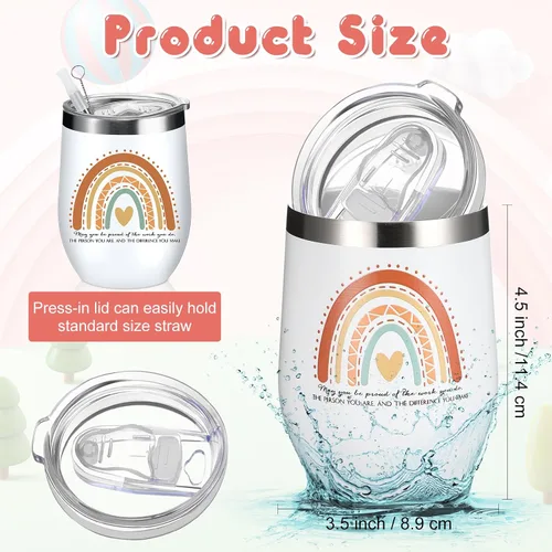 Vista 2 de Sieral 10 tazas inspiradoras de agradecimiento a los empleados, taza de 12 onzas con aislamiento de acero inoxidable con tapa, regalo