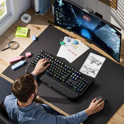 Vista 8 de GTRACING Mechanical Gaming Keyboard Typewriter with Wrist Rest, RGB Lighting, Tactile Mechanical Switches, Programmable Macro Keys for Laptop MAC PC