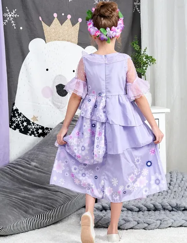 Vista 5 de PAINEOMN Isabella Dress, Isabella Costume Mirabel Dress for Girls Halloween Cosplay Costume Outfits for Kids