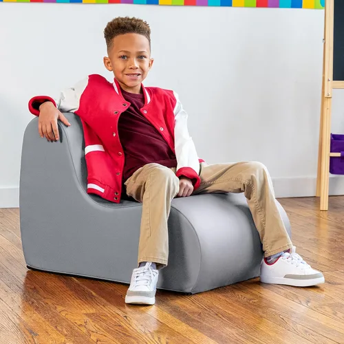 Vista 15 de Jaxx Midtown Silla pequeña de espuma suave para aula, funda de vinilo premium, color negro