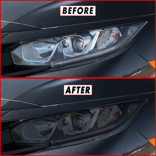 Vista 7 de SlickMod Vinilo precortado tintado en humo para faros delanteros y antiniebla de Honda Civic 2016-2021