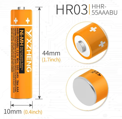 Vista 5 de Batería AAA 8PCS 1.2V 550mAh recargable NI-MH HHR-55AAABU compatible con teléfonos inalámbricos Panasonic DECT 6.0 Reciclable más de 2000 veces