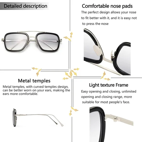 Vista 4 de YIJIA-YOUNG Tony Stark - Lentes de sol polarizados de material metálico para hombres y mujeres, Iron Man y Spider-Man