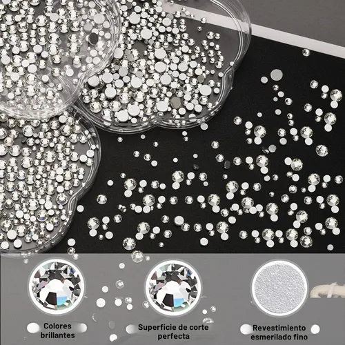 Vista 4 de Diamantes de imitación, 3150 piezas de gemas transparentes para uñas, joyas de cara plateada, gemas de ojo de dientes, diminutos diamantes de Cristal