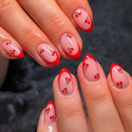 Vista 28 de Uñas postizas cortas en forma de almendra SWEKKE con punta francesa, uñas falsas con diseños de flores 3D en amarillo y rosa, uñas adhesivas