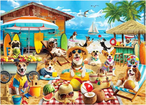 Vista 10 de BenBen - Rompecabezas para adultos de 1000 piezas, cena de perros, espalda estampada