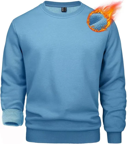 Vista 55 de MAGCOMSEN Sudadera de cuello redondo para hombre de manga larga casual cálida de forro polar