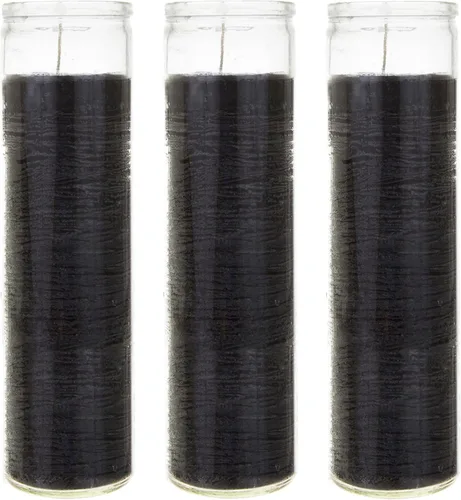 Vista 18 de Mega Candles 1 pieza Velas de Oración Devocional de Recipiente de Vidrio Negro Sin Aroma de 7 Días, Vela de Cera Premium 2 Pulgadas x 8 Pulgadas