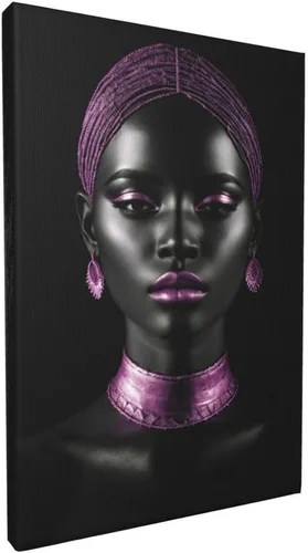Vista 12 de Arte de pared afroamericano, impresiones en lienzo de niña negra y azul, póster de mujer afro-moderna, pintura artística negra para sala de estar