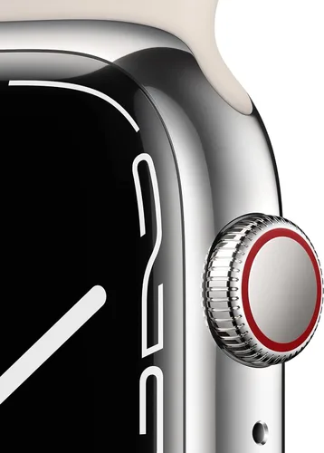 Vista 3 de Apple Watch - Serie 7 con GPS + celular y caja de aluminio Starlight de 1.61 pulgadas (41mm) con correa deportiva Starlight, tamaño regular