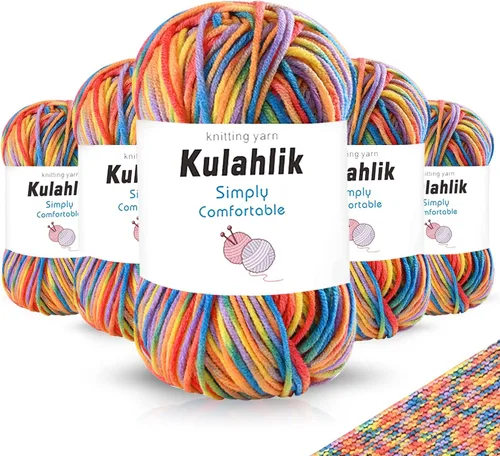 Vista 124 de 50g (1x50g) Hilo Acrílico para Crochet y Tejido, Hilo Degradado Colorido, 1 Rollo de Madejas, Hilo Acrílico Multicolor, Perfecto para Proyectos