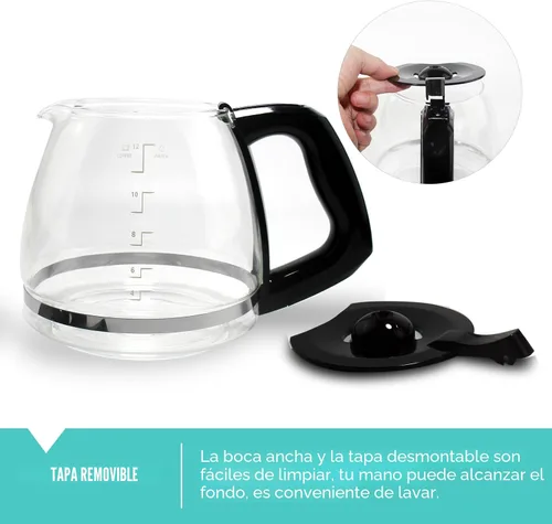 Vista 2 de Jarra de repuesto de 12 tazas compatible con cafetera Black and Decker modelo # CM1160B, CM1160W