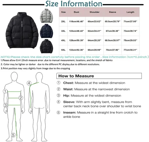 Vista 2 de Abrigo de algodón para invierno, chaqueta de algodón con cuello alto, casual, cálido, chaqueta de algodón para hombre