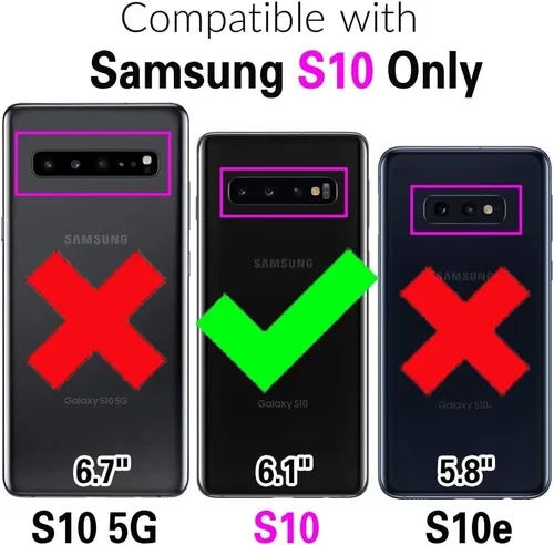 Vista 2 de Asuwish Funda de teléfono para Samsung Galaxy S10 con protector de pantalla de vidrio templado y soporte delgado, híbrida, resistente, funda Verde