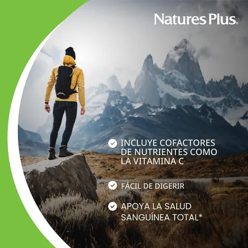 Vista 3 de NaturesPlus Hema-Plex Iron - 60 cápsulas de acción rápida - 85 mg de hierro quelado + vitamina C y bioflavonoides para glóbulos rojos saludables