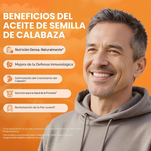 Vista 4 de Aceite de semilla de calabaza con extracto de palmito en cápsulas blandas, 3000 mg por porción, 300/600 cápsulas blandas Prensado en frío