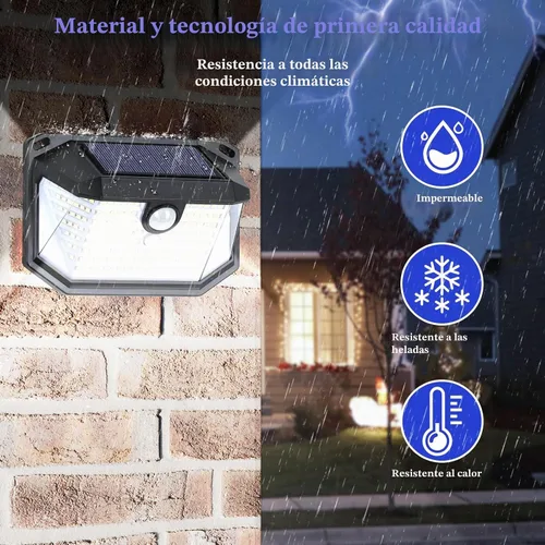 Vista 2 de Paquete de 4 luces solares de pared para exterior, 3 modos y reflector, impermeables, brillantes, 178 led con sensor de movimiento, de seguridad