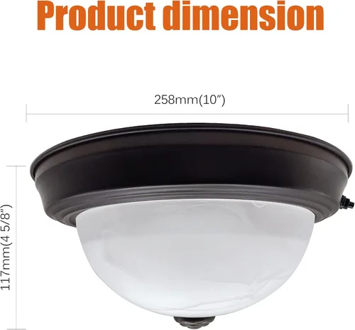 Vista 6 de Facon Lámpara de techo de 12 V para caravana, lámpara LED de comedor de 10 pulgadas con interruptor, bronce aceitado y cristal de alabastro