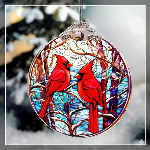 Vista 4 de Adornos de Navidad cardenales, adorno cardenal, simbolizando amor y memoria, elegante regalo de recuerdo navideño para familiares y amigos