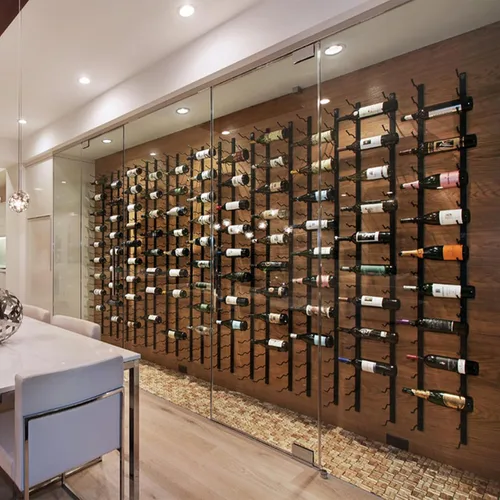 Vista 6 de NATGAI Estantes de vino montados en la pared, paquete de 10 soportes de exhibición de botellas de vino de hierro, estante organizador de vino