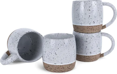 Vista 11 de Elanze Designs Speckled Raw Bottom - Tazas de cerámica de 17 onzas, paquete de 4, color negro