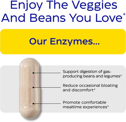 Vista 3 de Enzymedica BeanAssist - Suplemento de enzimas digestivas para mujeres y hombres, enzima alfa galactosidasa para la digestión y apoyo a la salud