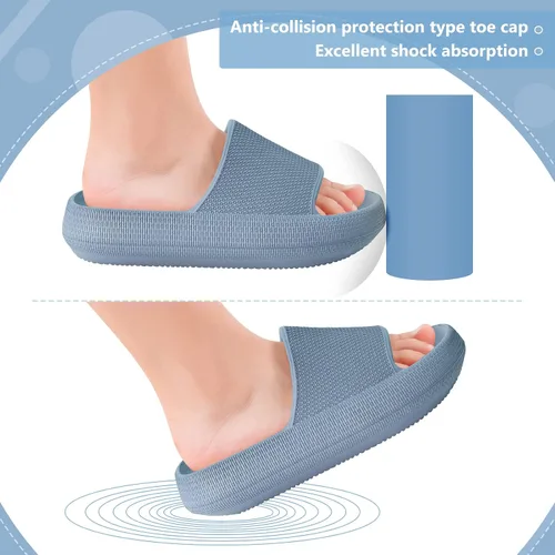 Vista 5 de FJPTREN Zapatos de nube para niños y niñas, sandalias acolchadas antideslizantes, zapatos de ducha ligeros, plataforma para niños, suela gruesa