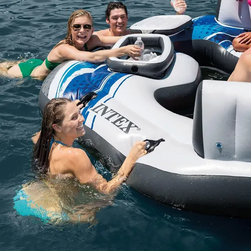 Vista 5 de Intex Flotador de piscina de descanso de 5 asientos y flotador de tubo de piscina de 2 asientos con enfriador y kit de reparación