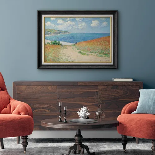 Vista 4 de MUDECOR Claude Monet - Arte artístico enmarcado prémium para pared, camino a través del maíz en Pourville, ilustraciones históricas culturales