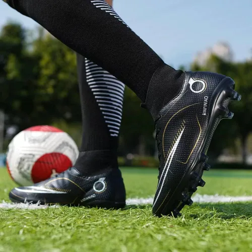 Vista 7 de Tacos de fútbol para niños y niñas, zapatos de entrenamiento de fútbol para exteriores e interiores, zapatos de césped atlético