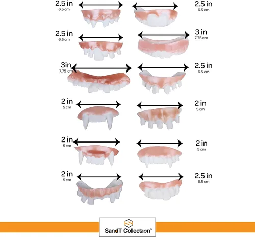 Vista 5 de 12 piezas de disfraz de mordaza fea de dientes falsos disfraz de Halloween