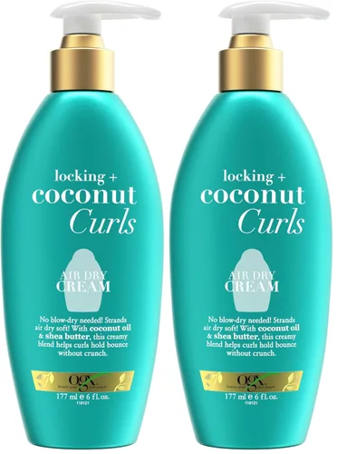 Vista 7 de OGX Locking + Coconut Curls - Crema de secado al aire, sin parabenos, 6 oz