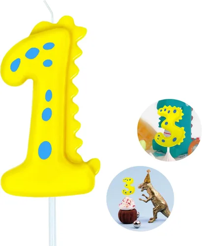 Vista 14 de Velas de cumpleaños con número (0 velas rojas) con forma de dinosaurio, velas de pastel de feliz cumpleaños para decoración de fiesta de cumpleaños