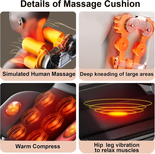 Vista 7 de Masajeador de espalda Shiatsu con calor, cojín de masaje eléctrico para el cuerpo Negro