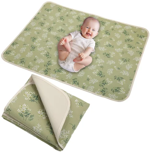 Vista 11 de Cambiador de pañales para bebé, 19.7"x25.6" forros impermeables para cambiador con parte superior frontal de algodón 100% muselina y parte trasera
