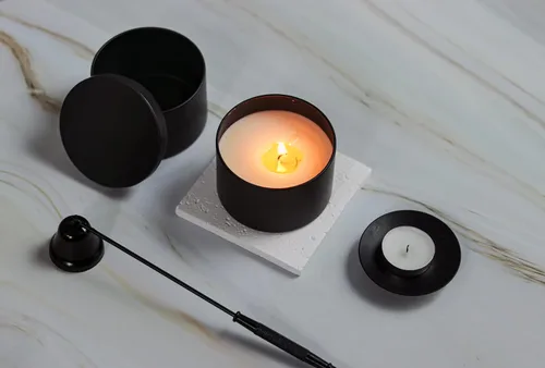 Vista 3 de Aroparc Latas para velas de 8 onzas con tapas, paquete de 24 tarros redondos de metal sin costuras, recipientes vacíos a granel para bricolaje Negro