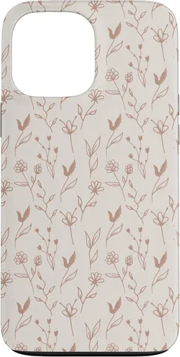 Vista 23 de iPhone 16 Hojas Botánico Flor Planta Línea Arte Terracota Case