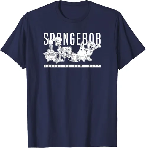 Vista 71 de Bob Esponja Vintage Group Simple Logo Camiseta, Negro