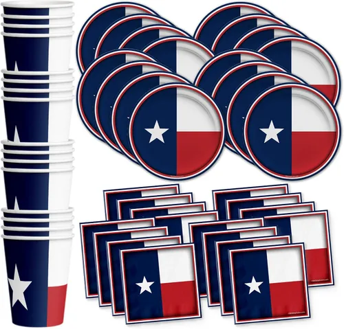 Vista 11 de Platos de papel del 4 de julio, juegos de platos desechables del 4 de julio, suministros para fiestas patrióticas de bandera estadounidense, platos