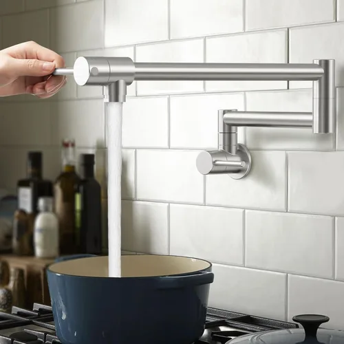 Vista 12 de KES Llenador de Ollas Dorado para Cocina Grifo Plegable de Latón con Doble Articulación Brazo Giratorio Grifo de Fregadero Articulado de Montaje