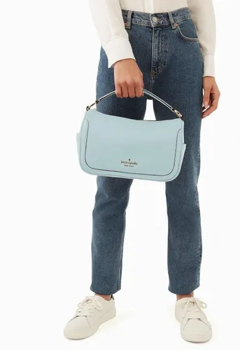 Vista 2 de Kate Spade Smoosh - Bolso bandolera con cremallera superior de cuero azul brillante, Azul Patchwork