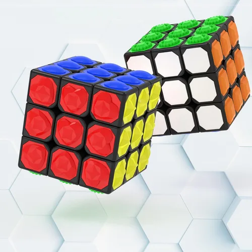 Vista 2 de AMAZA Cubo de velocidad 3x3 negro 3x3x3 rompecabezas de cubo mágico de velocidad Fidget Juguetes Táctil Cubo especial Puzzle Touch Twist Patch