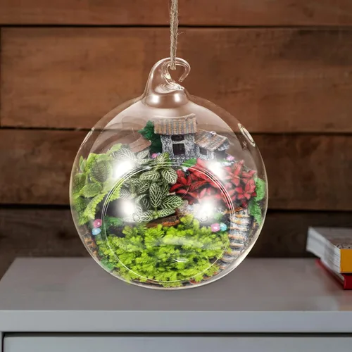 Vista 2 de GANAZONO 2pcs colgante terrario globo DIY aire suculenta plantador transparente florero orbe vela titular para alféizar de la ventana al aire libre