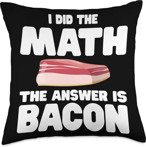Vista 5 de Bacon Themed Clothes For Meat & Bacon Lovers Lover I Did The Math The Answer is Bacon - Almohada de 16 x 16 pulgadas, multicolor