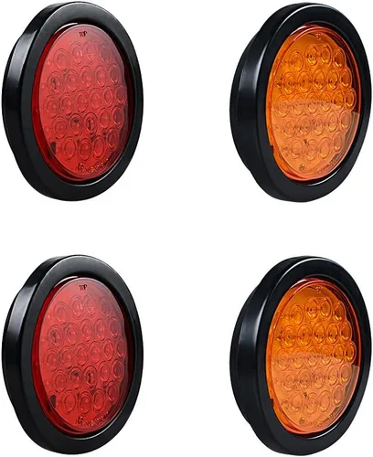 Vista 29 de Astra Depot Juego de 4 unids rojo 4 "redondo 12 LED Stop Running Luz trasera Ojal Plug para vehículo largo camión remolque