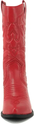 Vista 3 de Soda Reno - Botas vaqueras estilo del oeste para mujer, con punta en pico y lengüeta, longitud hasta la rodilla