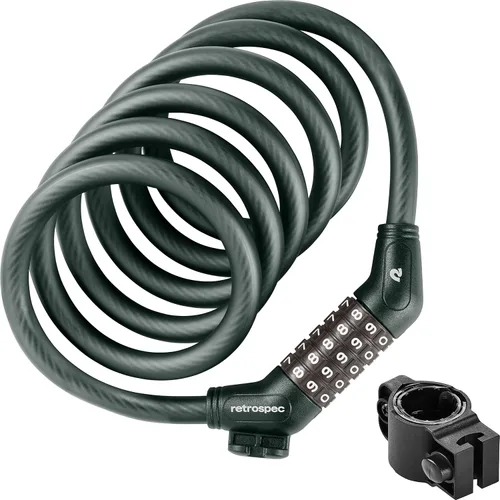 Vista 8 de Retrospec Grizzly Plus - Candado de combinación para bicicleta, resistente antirrobo con combo personalizado de 5 dígitos, cable resistente a cortes