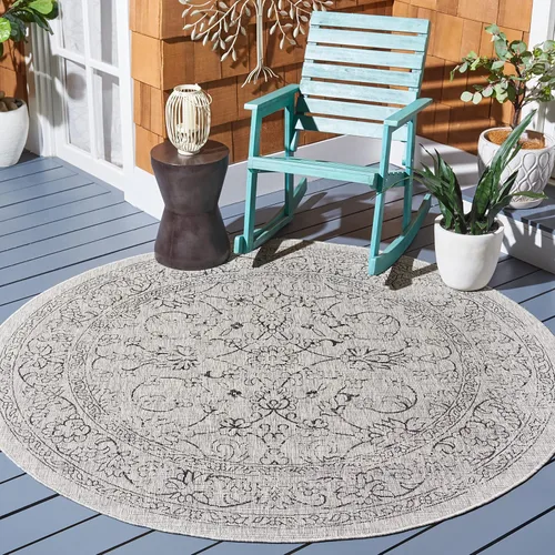 Vista 36 de SAFAVIEH Alfombra lavable al aire libre, colección Courtyard - 2'3" x 5', azul aguamarina y gris, no desprende pelusa y fácil limpieza, ideal