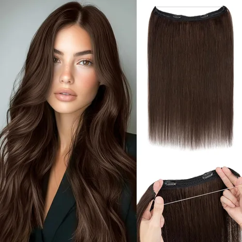 Vista 39 de Extensiones de cabello humano real, extensiones de cabello humano 100 % humano, extensiones de clip, ondulado, negro azabache 01, 2.46 oz/18 pulgadas